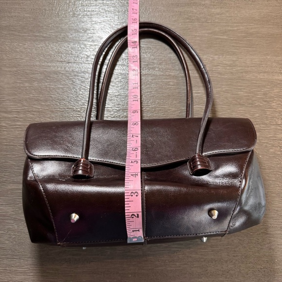 Vintage Baguette Purse Cherry Black Red Leather Shoulder Bag - Picture 12 of 12